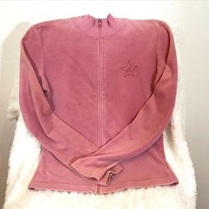 Tommy Hilfiger Vintage Pink Velour Zip Up Long Sleeve Top/Jacket